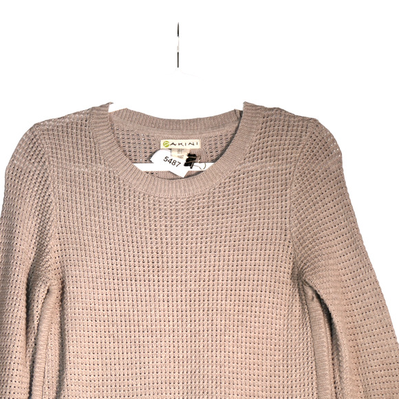 Dakini Tunic Sweater Womens Small Oatmeal Zipper Detail Sides Thermal Type Knit - Picture 2 of 8